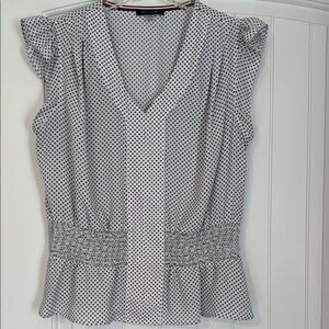 Tommy Hilfiger Black and White Flutter Sleeve Blouse